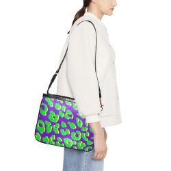 Leopard Print Green Purple Yellow Small Shoulder Bag (Model 1710)