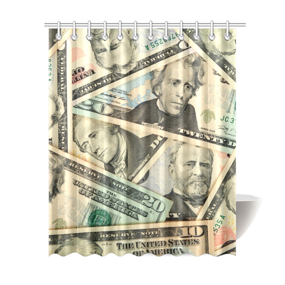 US PAPER CURRENCY Shower Curtain 69"x84"