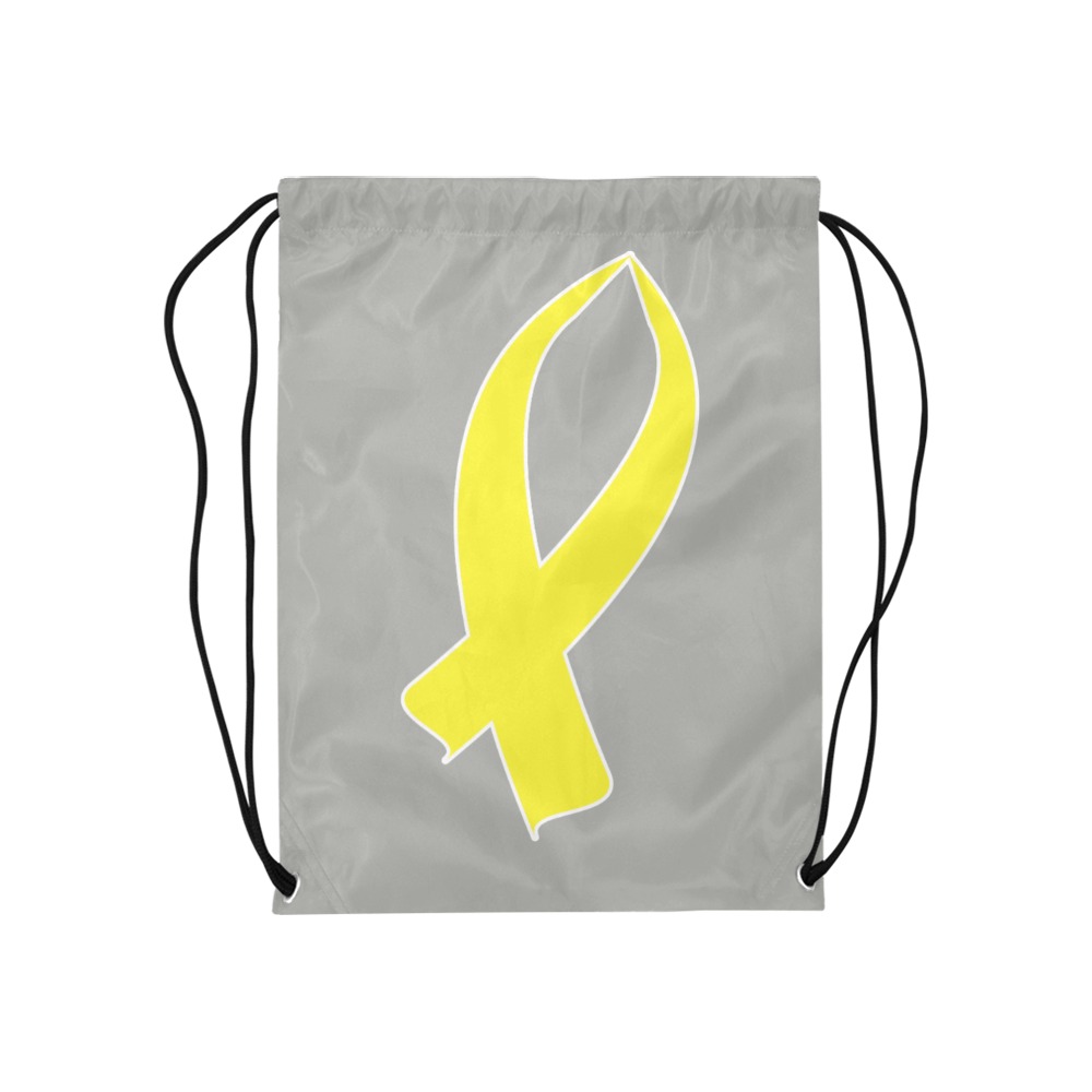 Awareness Ribbon (Yellow) Medium Drawstring Bag Model 1604 (Twin Sides) 13.8"(W) * 18.1"(H)