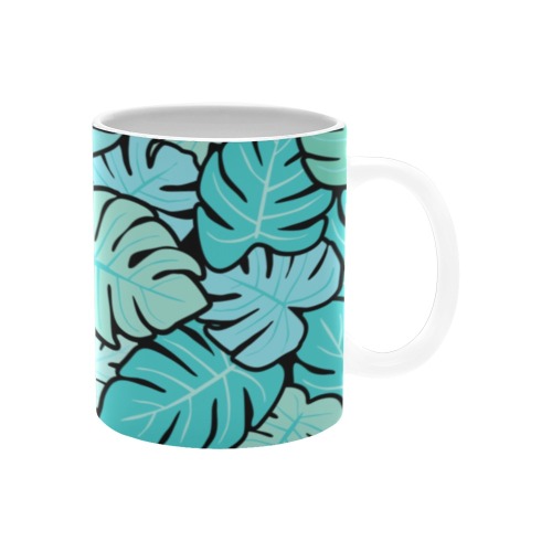 Tropical blue leaves pattern White Mug(11OZ)