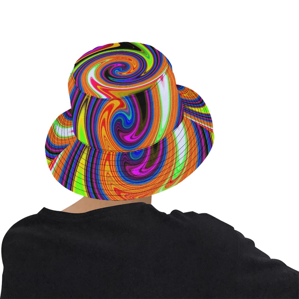 Swirl Retro Orange All Over Print Bucket Hat for Men