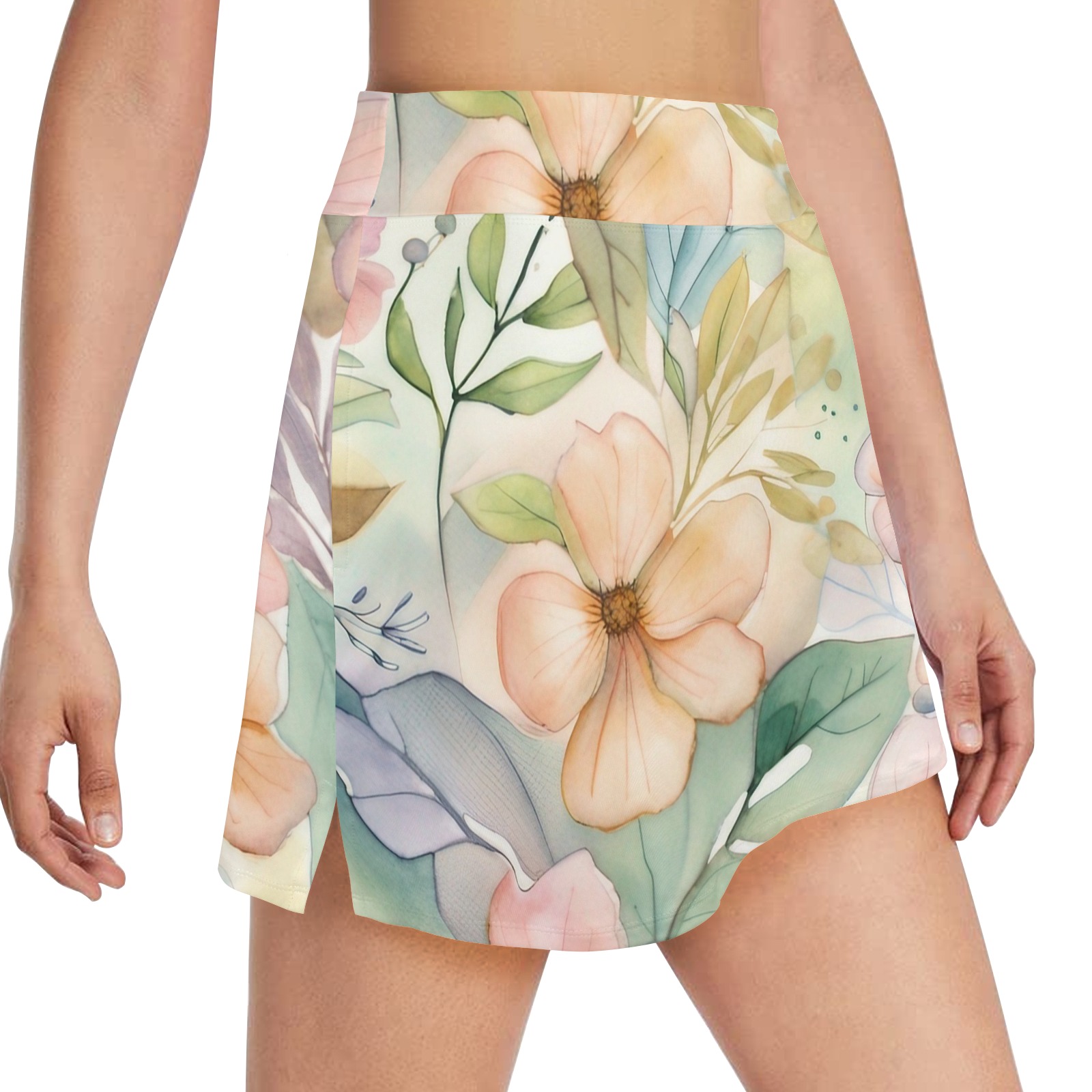 Watercolor Floral 1 Women's Golf Skirt with Pockets (Model D64)