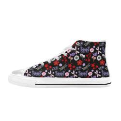 Black, Red, Pink, Purple, Dragonflies, Butterfly and Flowers Design High Top Canvas Shoes for Kid (Model 017)