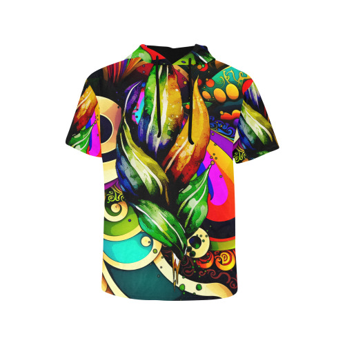 Mardi Gras Colorful New Orleans All Over Print Short Sleeve Hoodie for Men (Model H32)
