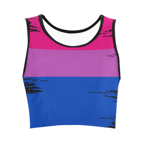 Bisexual Pride Flag LGBT Striped Pattern Women's Crop Top (Model T42)