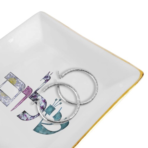 shalom 16 Square Jewelry Tray with Golden Edge