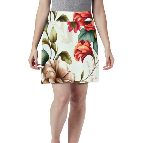 flowers botanic art (4) skirt fashion Women's Athletic Skirt (Model D64)