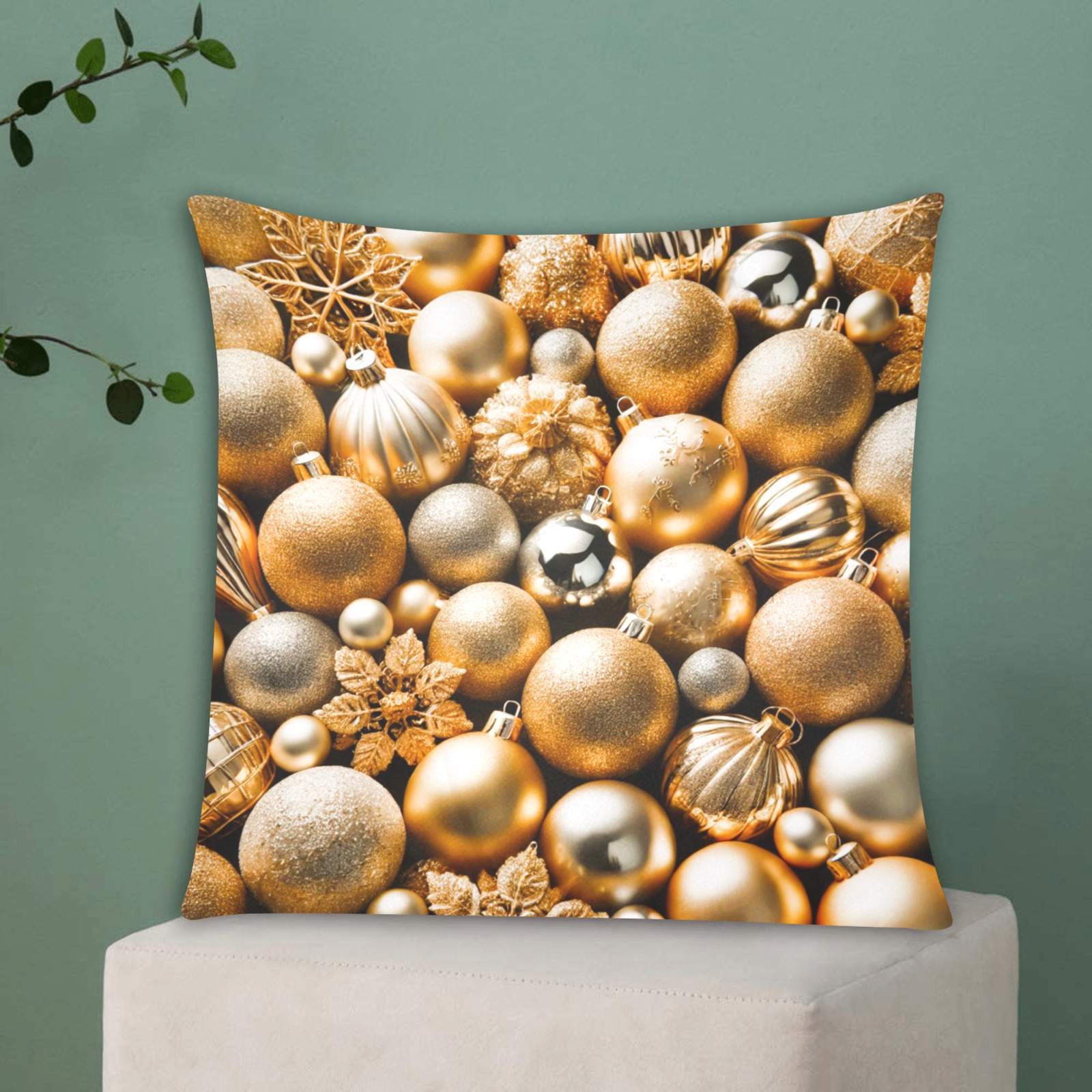 golden baubles Custom Zippered Pillow Cases 18"x18" (Two Sides)