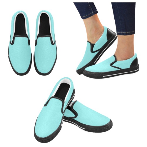 color ice blue Men's Slip-on Canvas Shoes (Model 019)