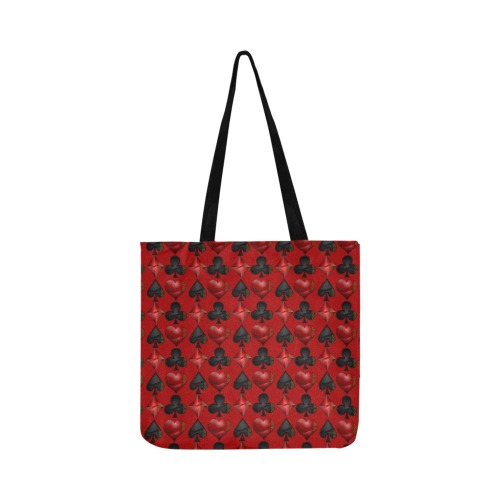 Las Vegas Black and Red Card Shapes Reusable Shopping Bag Model 1660 (Two sides)