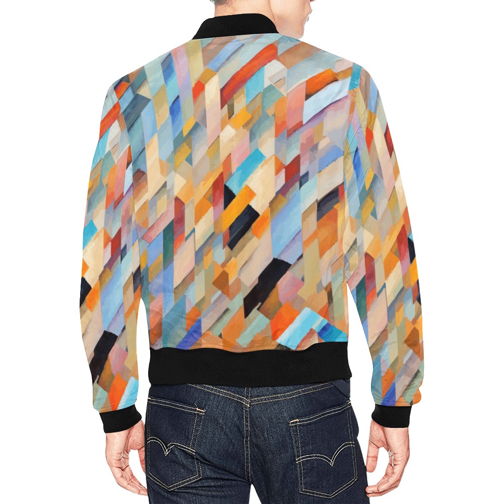 Cool geometric pattern. Abstract aft, warm colors All Over Print Bomber Jacket for Men (Model H19)