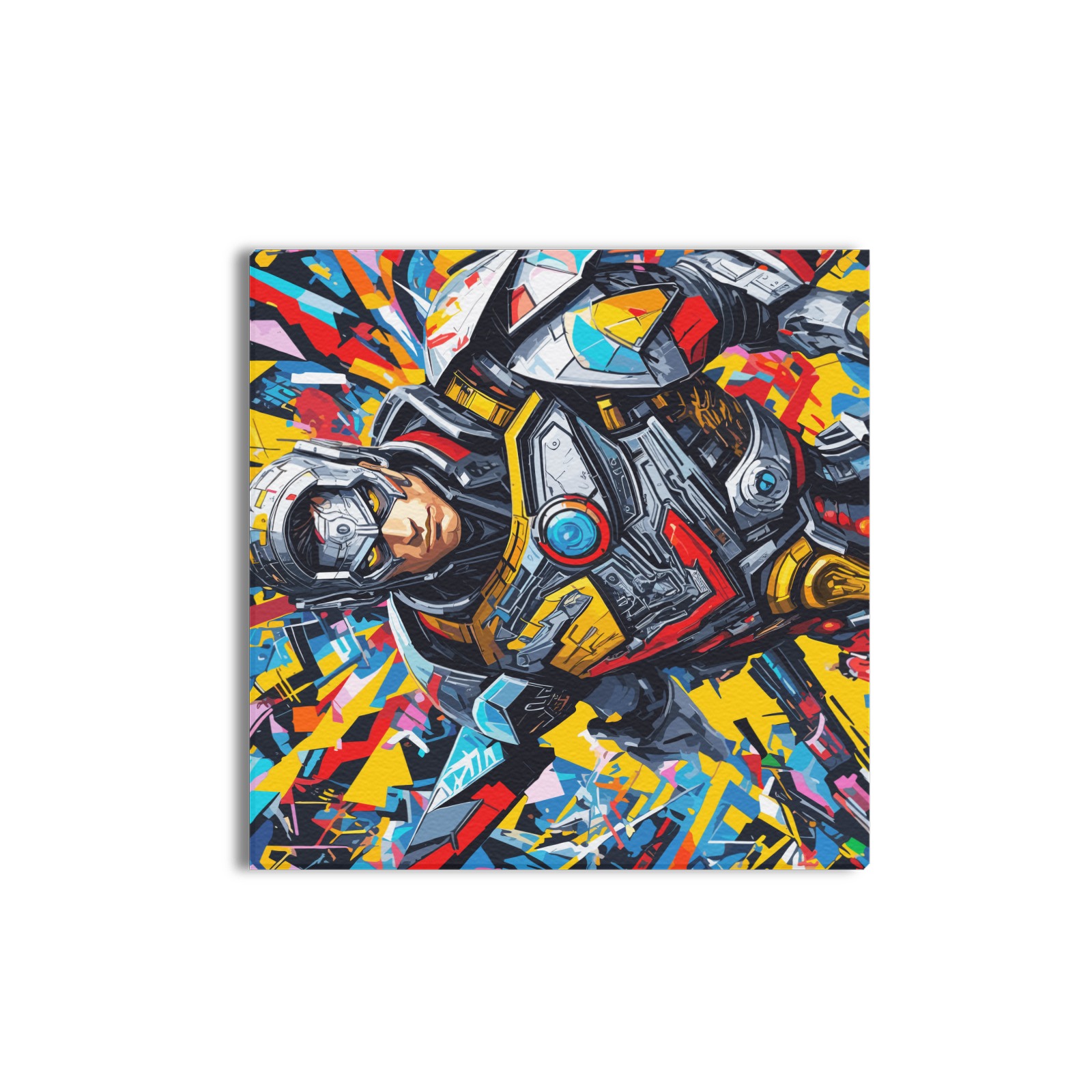 Cool cyborg hero nice geometrical abstract art. Upgraded Canvas Print 16"x16"