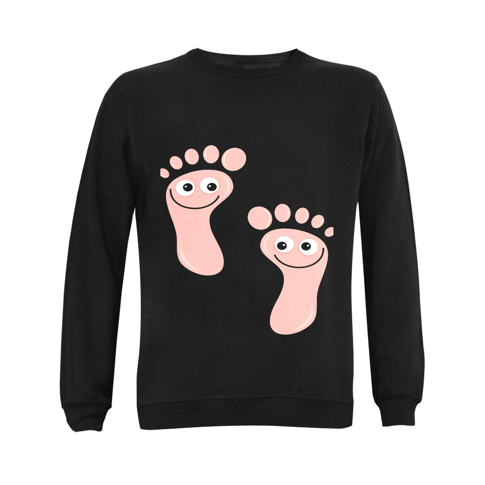 Happy Cartoon Pink Human Foot Prints Gildan Crewneck Sweatshirt(NEW) (Model H01)