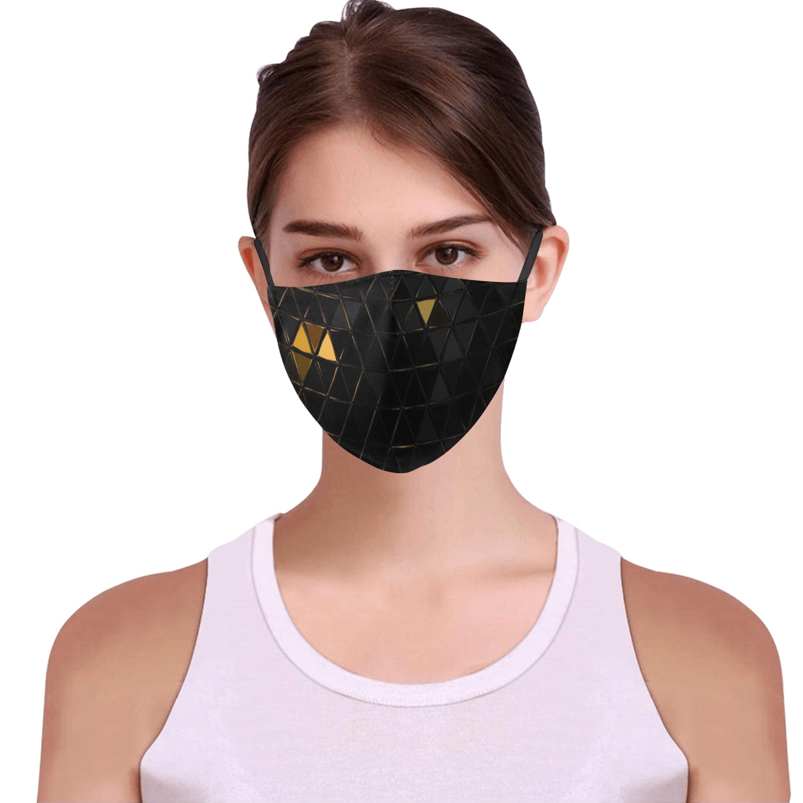 mosaic triangle 7 3D Mouth Mask with Drawstring (Pack of 100) (Model M04)