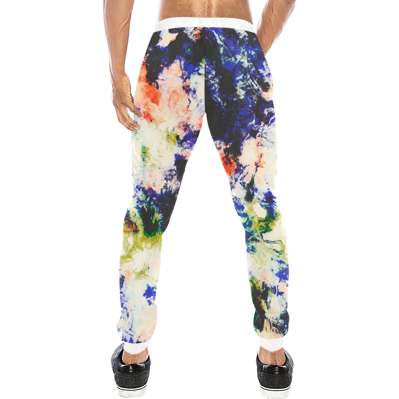 Modern watercolor colorful marbling Men's All Over Print Sweatpants (Model L11)
