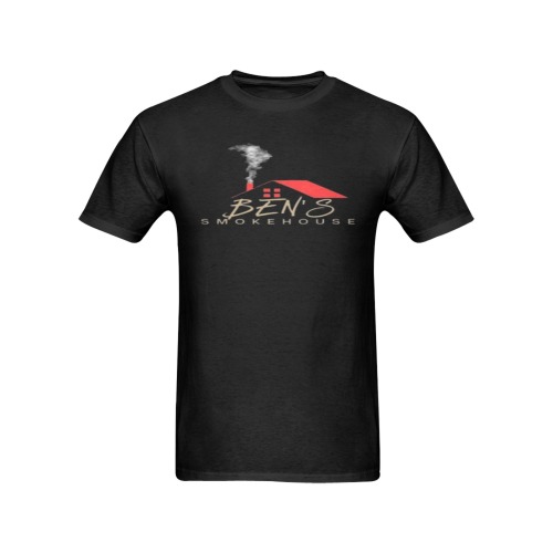 Bens Smokehouse Black Shirt w/Logo Men's T-Shirt in USA Size (Two Sides Printing)