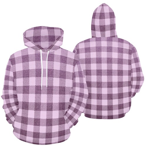 Pastel Rose Plaid All Over Print Hoodie for Women (USA Size) (Model H13)