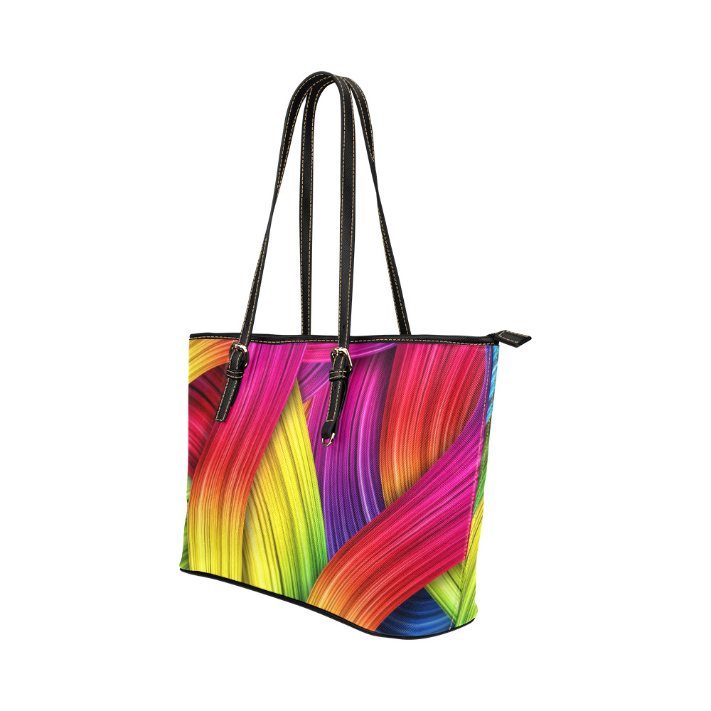 BEAUTIFUL MULTICOLORED LEATHER TOTE BAG Leather Tote Bag/Small (Model 1651)