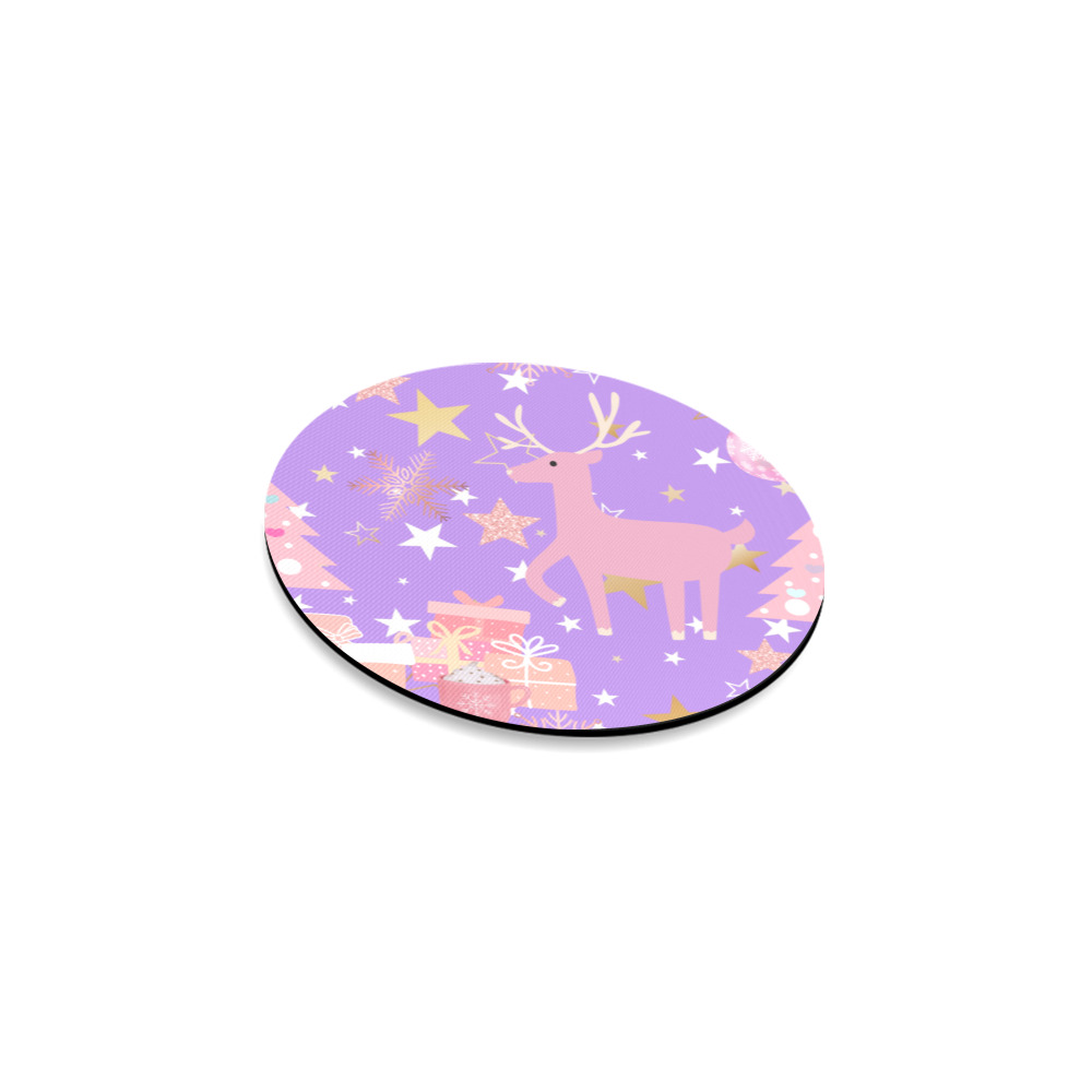 Pink and Purple and Gold Christmas Design Round Coaster