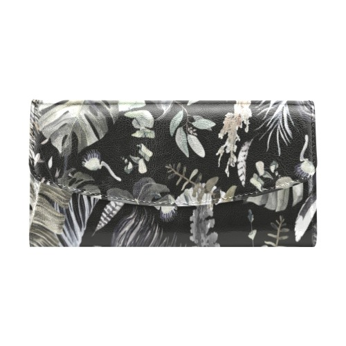 Watercolor dark jungle Women's Flap Wallet (Model 1707)