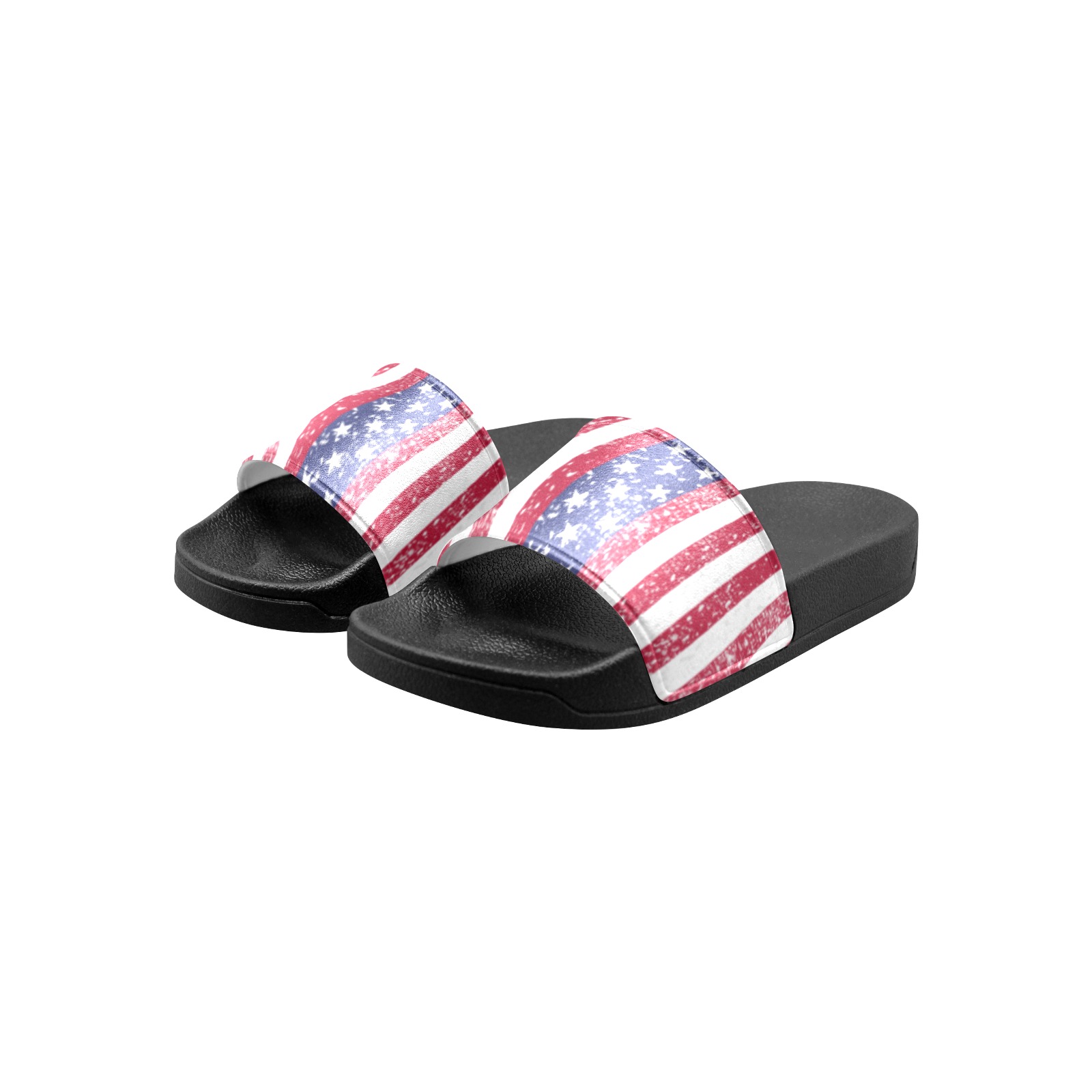 American Flag Distressed Kids' Slide Sandals (Model 057)