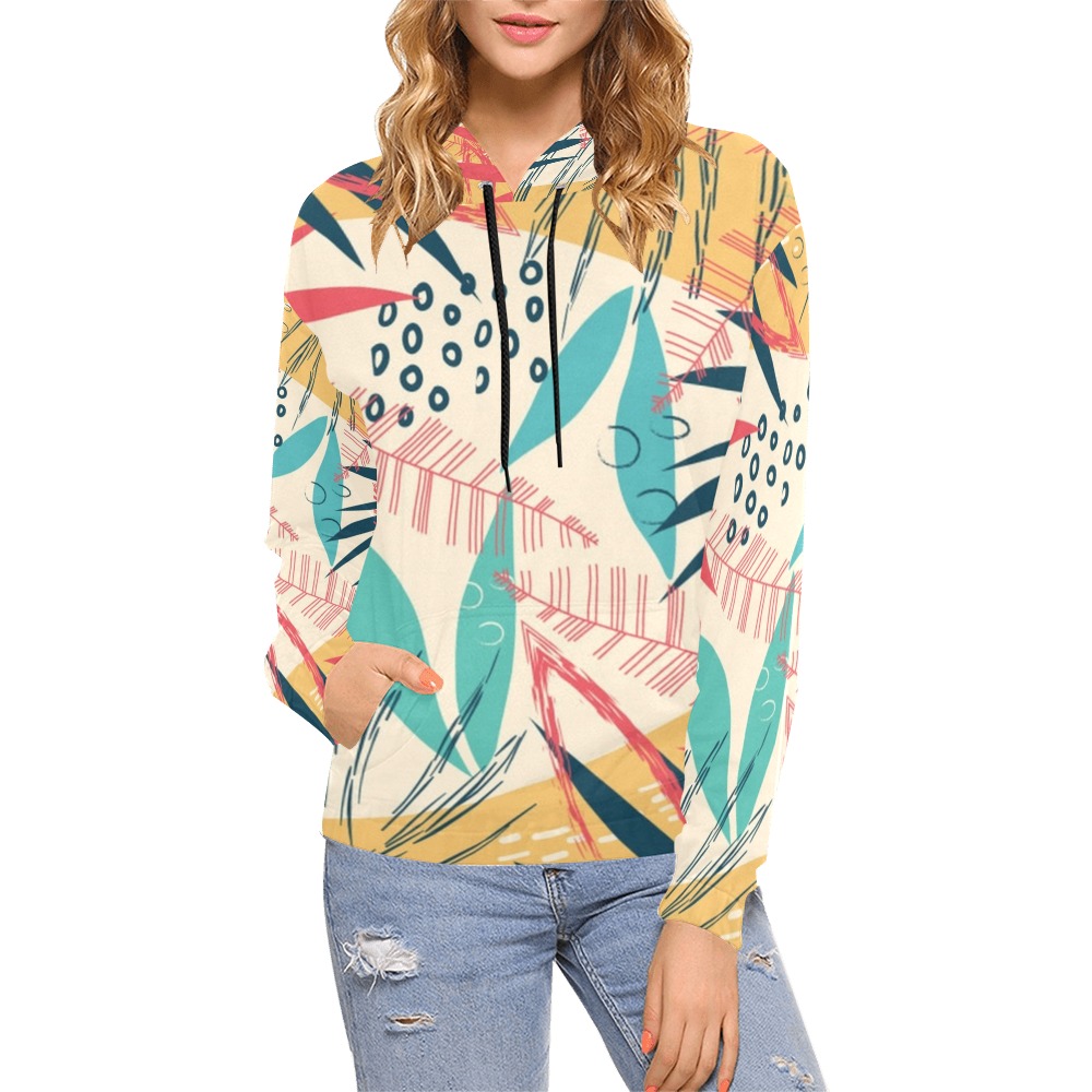 Colorful Tropical Pattern (8) All Over Print Hoodie for Women (USA Size) (Model H13)