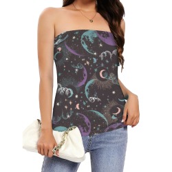 Night sky of stars abstract C Women's Long Tube Top (Model T84)