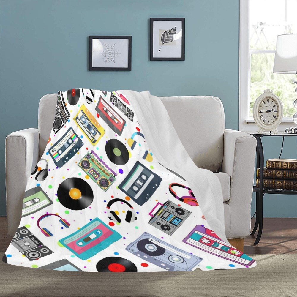 Retro Music Artistic Inspired Ultra Soft Micro Fleece Blanket 50" x 70". Ultra-Soft Micro Fleece Blanket 54''x70''