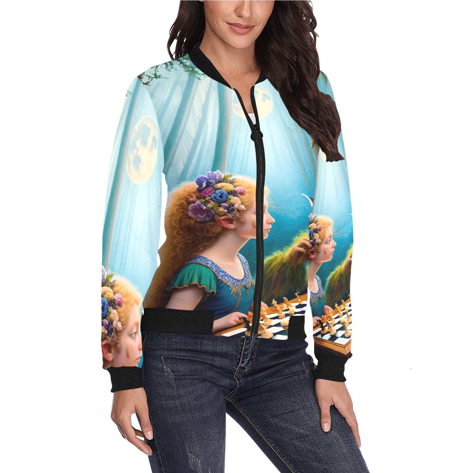 The Call of the Game 6_vectorized All Over Print Bomber Jacket for Women (Model H36)