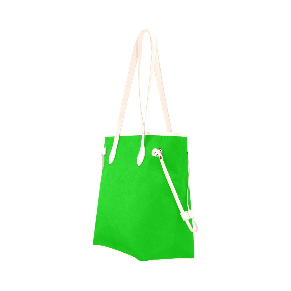 Merry Christmas Green Solid Color Clover Canvas Tote Bag (Model 1661)