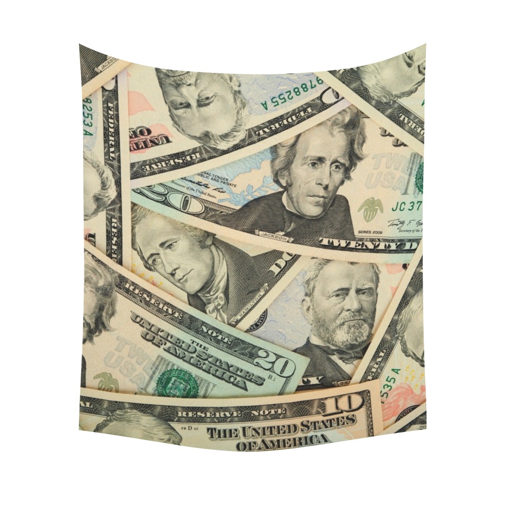 US PAPER CURRENCY Polyester Peach Skin Wall Tapestry 51"x 60"