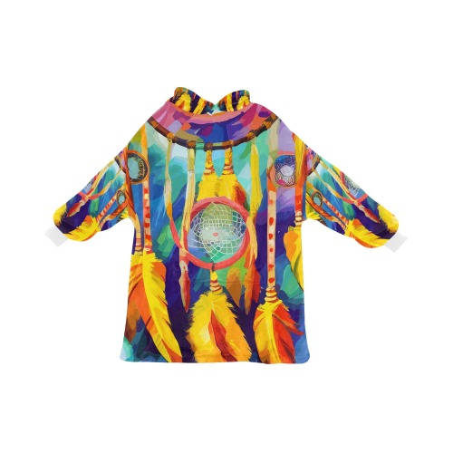 Colorful traditional magical dreamcatcher art. Blanket Hoodie for Women