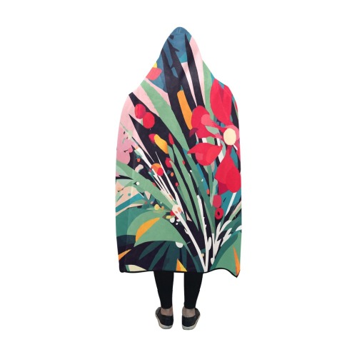 Colorful tropical floral pattern abstract art. Hooded Blanket 60''x50''