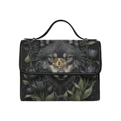 Black Wolf Handbag Waterproof Canvas Bag-Black (All Over Print) (Model 1641)