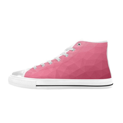 Magenta pink ombre gradient geometric mesh pattern Women's Classic High Top Canvas Shoes (Model 017)