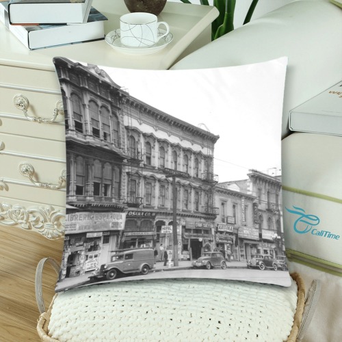 East side of Main Street Los Angeles. 1930s Custom Zippered Pillow Cases 18"x 18" (Twin Sides) (Set of 2)