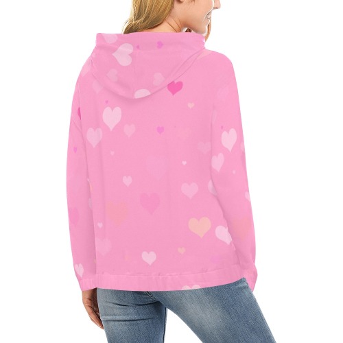 PinkHearts All Over Print Hoodie for Women (USA Size) (Model H13)