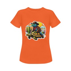 IGUANA RIDING DESERT TORTOISE Women's T-Shirt in USA Size (Two Sides Printing)