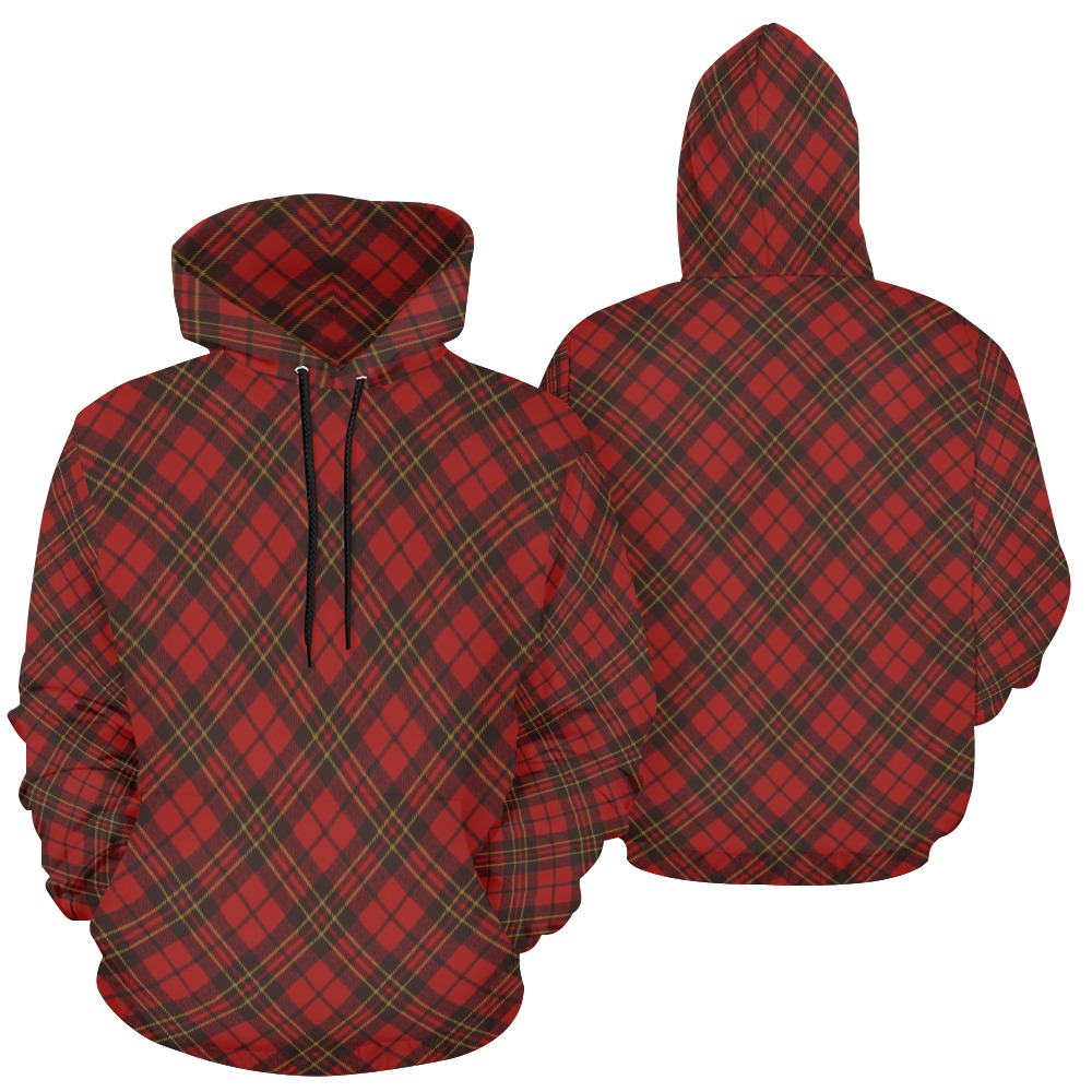Red tartan plaid winter Christmas pattern holidays All Over Print Hoodie for Women (USA Size) (Model H13)