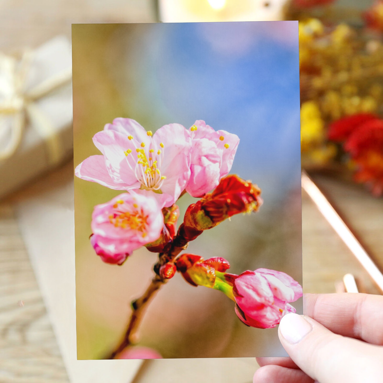 Sakura cherry blossoms. The beauty of spring. Greeting Card 4"x6"