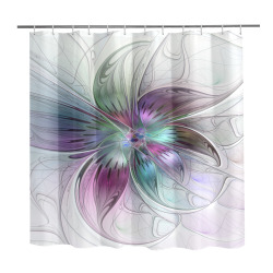 Colorful Abstract Flower Modern Floral Fractal Art Shower Curtain 72" x 72"