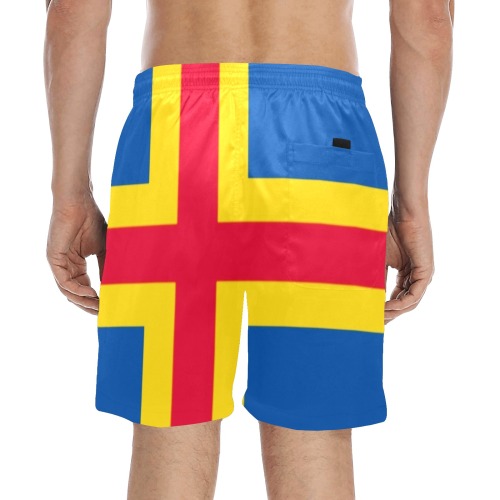 Flag of Åland Islands Men's Mid-Length Beach Shorts (Model L51)