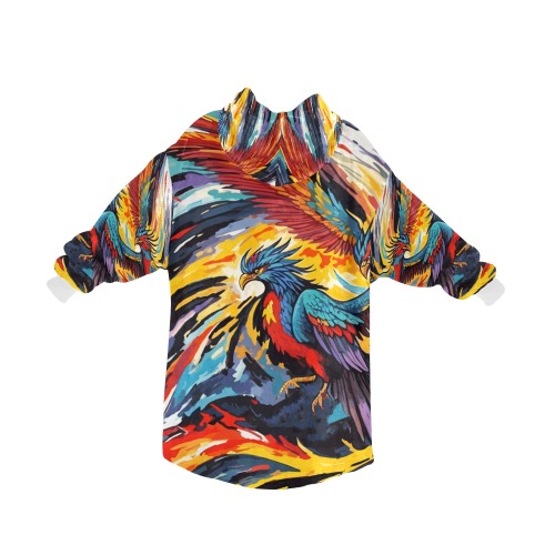 Charming fantasy phoenix birds, flames and fire. Blanket Hoodie for Men