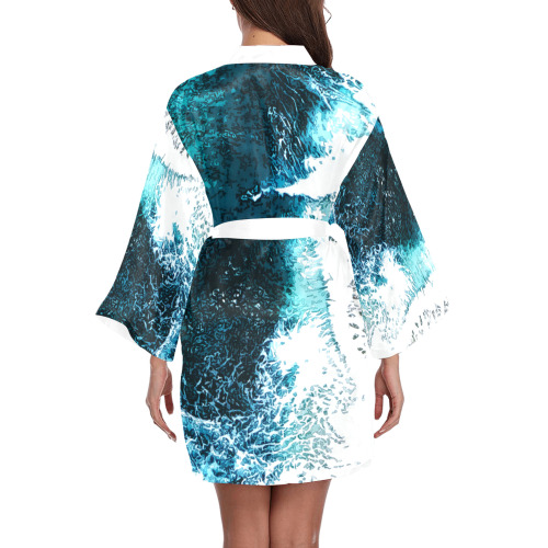 Ocean And Beach Long Sleeve Kimono Robe