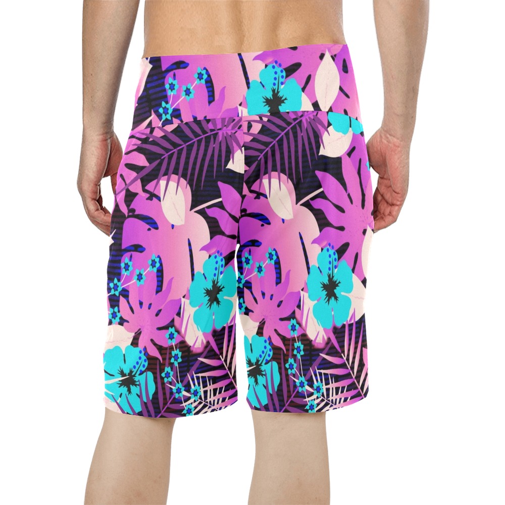 GROOVY FUNK THING FLORAL PURPLE Men's All Over Print Board Shorts (Model L16)