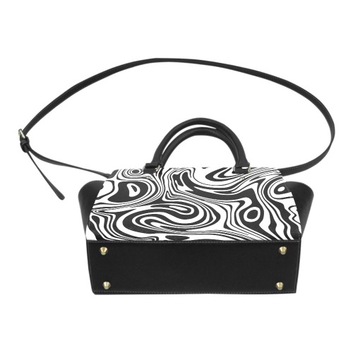 Black and White Marble Classic Shoulder Handbag (Model 1653)