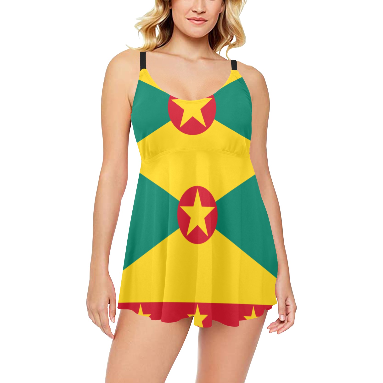 Grenada Flag Chest Pleat Swim Dress (Model S31)