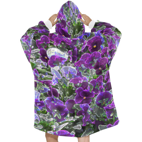 Field Of Purple Flowers 8420 Blanket Hoodie for Women