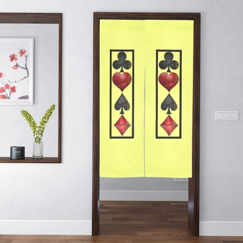 Las Vegas Playing Card Symbols / Yellow Door Curtain Tapestry
