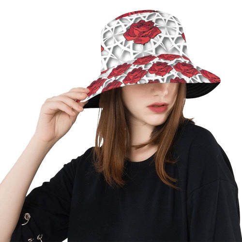 White Spanish Rose_small All Over Print Bucket Hat